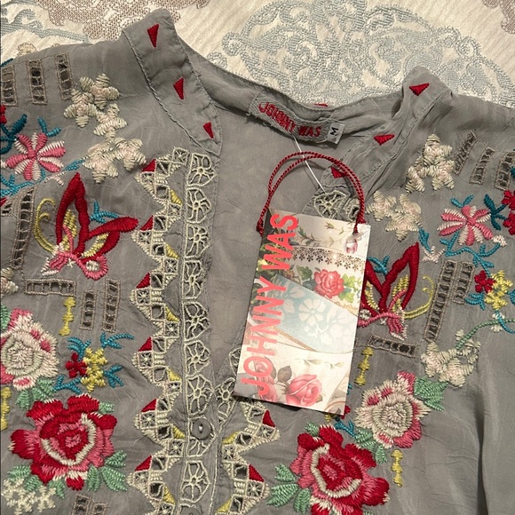 Johnny Was Gray Tunic with Vibrant Embroidery - Picture 3 of 4